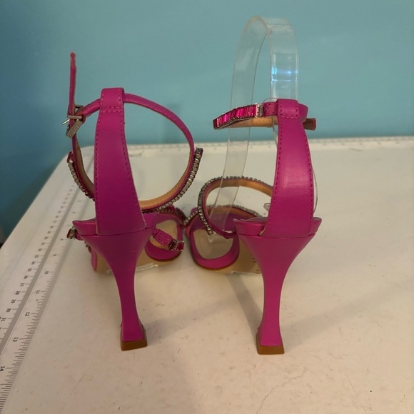 BNWOT Schutz Nellina leather embellished stiletto heels very pink in size 7 - Picture 5 of 12